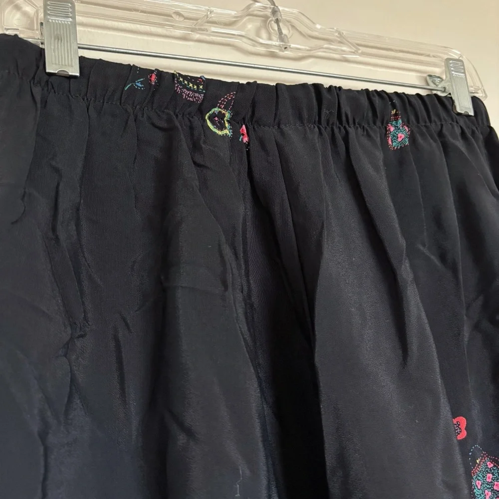 Hot Cotton by Marc Ware Spring Theme Black Wide Leg Pants Size Large Palazzo - Picture 7 of 11